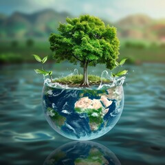 Concept of water conservation and global environmental protection for sustainability