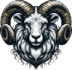 Adobe Illustrator Artwork heap or lamb head engraving style vector illustration, Farm sheep lamb face hand