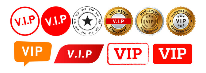 Obraz premium vip stamp speech bubble and seal badge labels ticker sign for exclusive premium membership