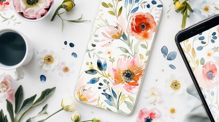 watercolor flower mobile app where users can digitally paint and customize their own floral creations, using a variety of brushes and colors 