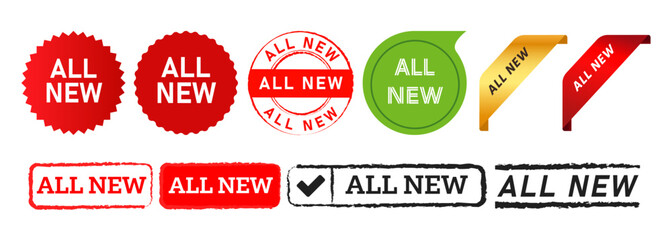 all new stamp speech bubble and ribbon label sticker tag sign for business