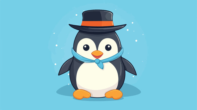Penguin with hat vector illustration image 2d flat