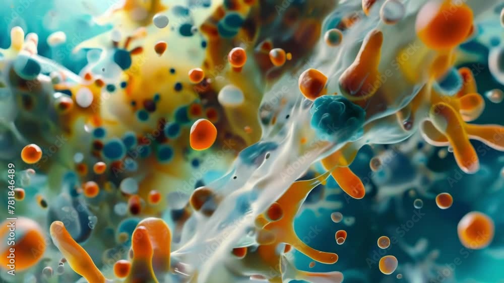 Poster a microscopic view of a biofilm matrix with tered bacteria emphasizing the resilience of these struc