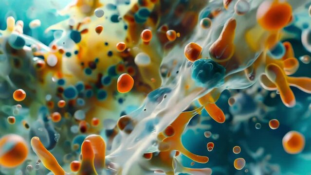 A microscopic view of a biofilm matrix with tered bacteria emphasizing the resilience of these structures and their potential to cause . AI generation.