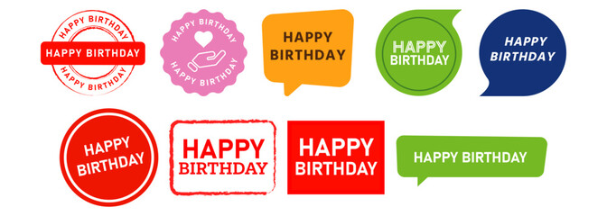 happy birthday stamp speech bubble label sticker sign for event party celebration
