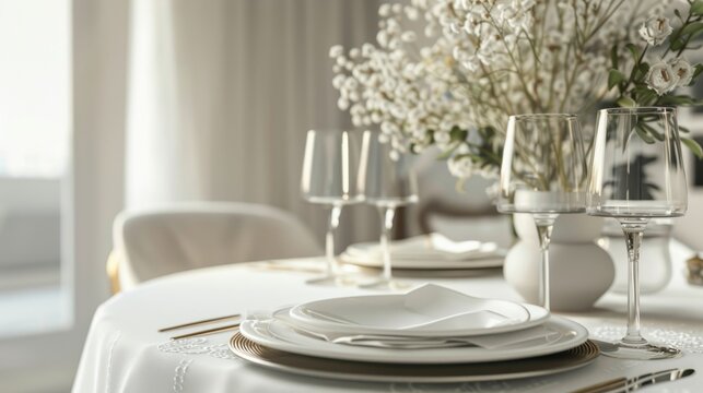 Elegant wedding menu invitation card mockup on fine dining table setting at luxury restaurant