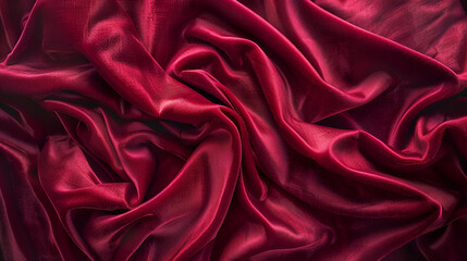 Fototapeta premium Rich Burgundy Velvet Material, Refined Drapery Elegance Style, Opulent Interior Design Concept