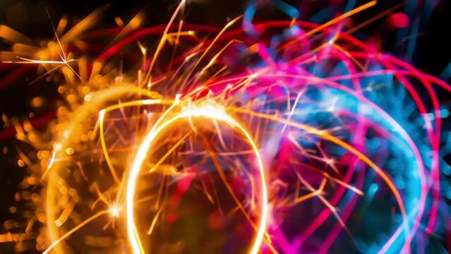 Slow motion light trails as sparklers are captured in all their colorful glory creating a mesmerizing slow dance of colors.