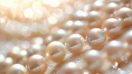 Sparkling Pearls on Water Droplets, Creamy Bokeh Background, Abstract Elegance