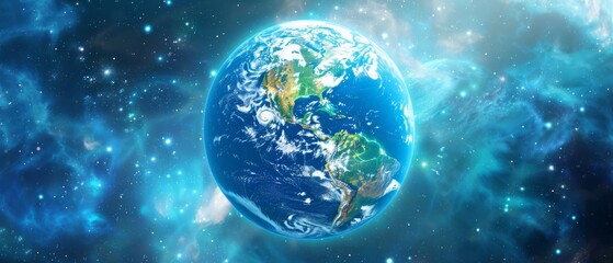 Obraz premium Artistic rendition of a digital earth, with America's digital literacy and education initiatives spotlighted,