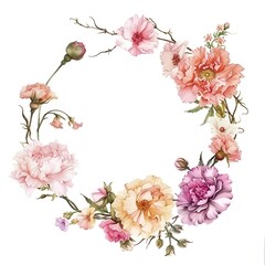 Watercolor Carnation Wreath for Teacher's Day