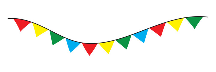Obraz premium Festive flag garland. Birthday party and carnival garland decoration. isolated on white background. Vector party flags . 