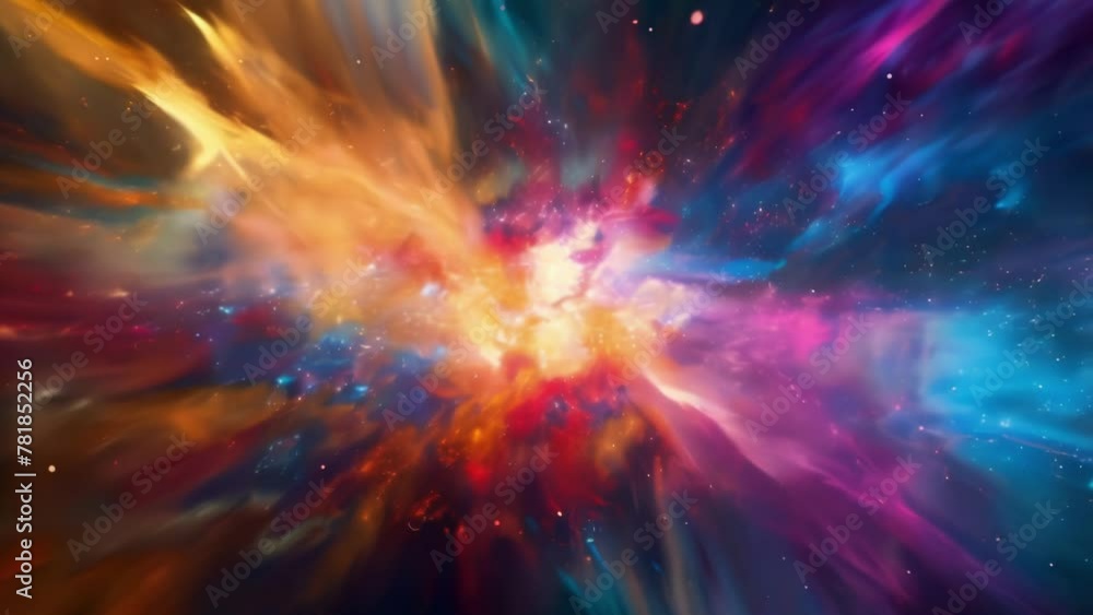 Poster a colorful explosion of abstract shapes and light representing the boundless energy of creation.