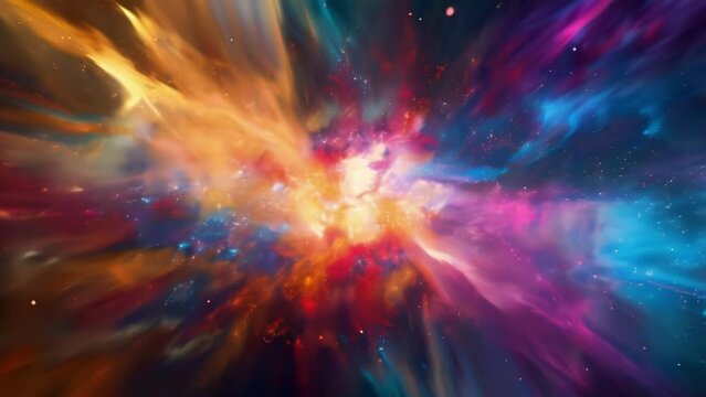 A colorful explosion of abstract shapes and light representing the boundless energy of creation.