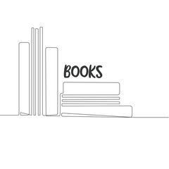 Continuous one line drawing of books connected together in simple linear style. Editable stroke. Doodle outline abstract reading concept vector illustration. Books linear design