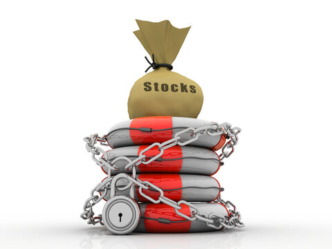 3D illustration stock market protected concept