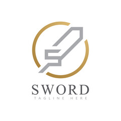 Sword Logo icon with A letter initial logotype vector