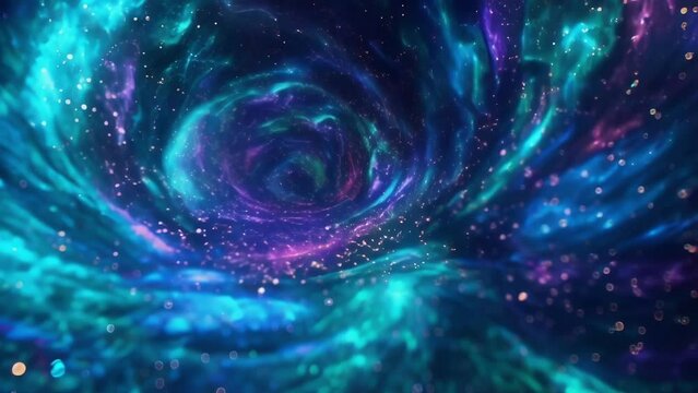 As if viewing the universe through a kaleidoscope the second image captures a cosmic scene filled with spinning galaxies and shooting . .