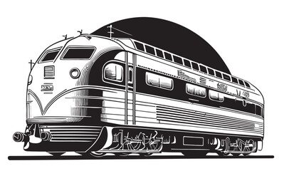Retro train hand drawn sketch Vector illustration Transport