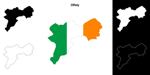 Offaly county outline map set