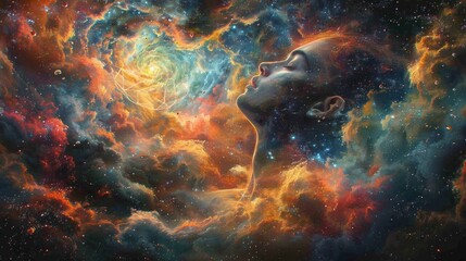 Fototapeta na wymiar Interstellar Meditation: Inner Peace in the Cosmos