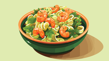 Pesto with sea food icon isometric vector. Salad na