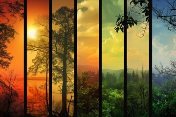 A serene landscape such as a forest at dawn or a calm beach at sunset. Generative AI
