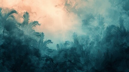 Abstract composition with muted tropical tree patterns, offering a minimalist and modern aesthetic. - obrazy, fototapety, plakaty