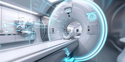 detailed components and technology of an MRI scanner - obrazy, fototapety, plakaty