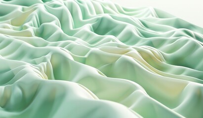 Gentle waves of soft mint green silk fabric texture
