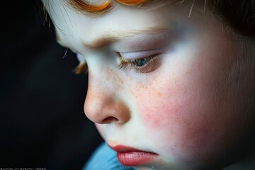 Close up portrait of a thoughtful boy.