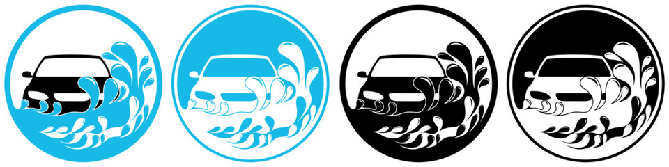 set Modern car wash icon sign. manual car cleaning logo design vector illustrations	