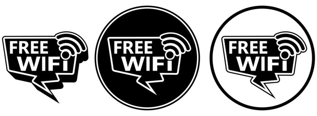 set modern free wifi sign icon symbol. wireless hotspot area logo vector illustration