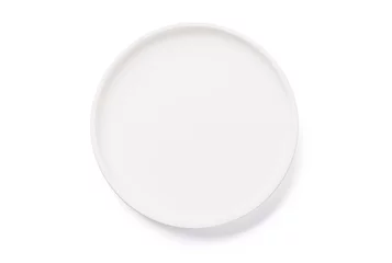  Empty white plate isolated on white background © karandaev