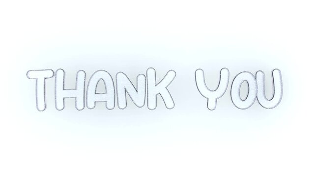 Animation thank you text on white background