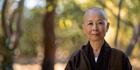 portrait of an Asian female monk, generative AI