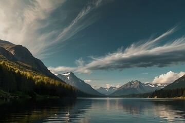 lake and mountains