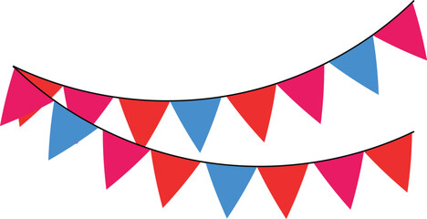 Carnival garland with flags. Decorative colorful party pennants for birthday celebration, festival and fair decoration.eps10
