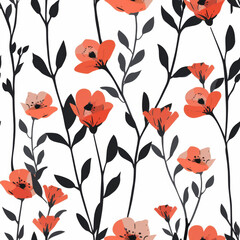 an illustration of an minimal flower pattern on a white background 