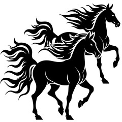 a-set-of-horse-silhouettes-on-white-background--fl