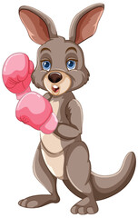 Animated kangaroo with boxing gloves ready to spar