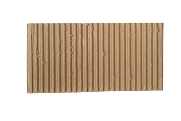 Corrugated cardboard rectangle isolated on transparent background.