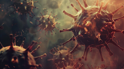 Obraz premium Macro shot of infectious agents with a warm background.