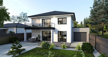Fototapeta premium 3d rendering of modern and minimalist house