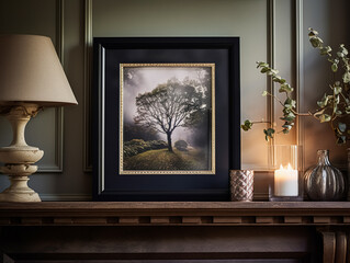 Black art frame in the elegant interior, wall and home decor
