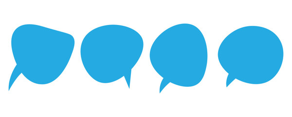 Speech bubble icon set fill with blue flat style with white background.	
