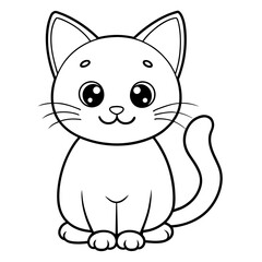 adorable cat kawaii style colouring page white background -Vector illustration