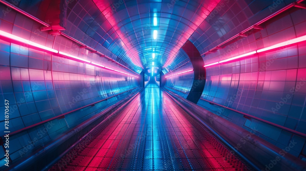Poster the tunnel of the future a journey through the rainbow tunnel generative ai