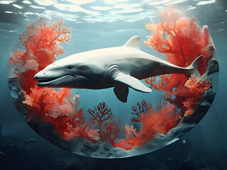 dolphin in water illustration, isolated, vector Ai generative 