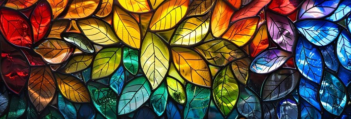 Vibrant Stained Glass Artwork A Colorful Display of Nature's Beauty Generative AI